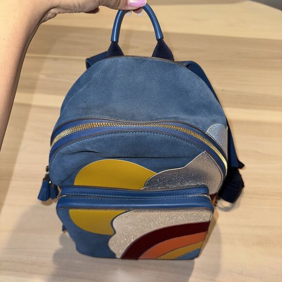 Anya Hindmarch Silver Cloud Blue Suede Mini Backpack - Picture 5 of 16